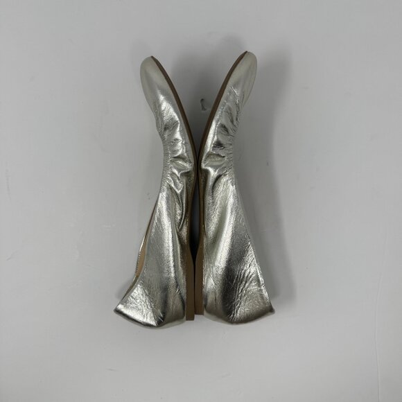 J. Crew Silver Metallic Leather Ballet Flats US 7.5 - Picture 3 of 8